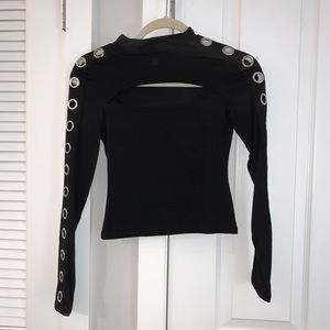 Long sleeve crop top with chest cutout